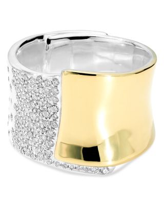 IPPOLITA - 18K Yellow Gold & Sterling Silver Stardust Diamond Pav&eacute; Wide Band Ring