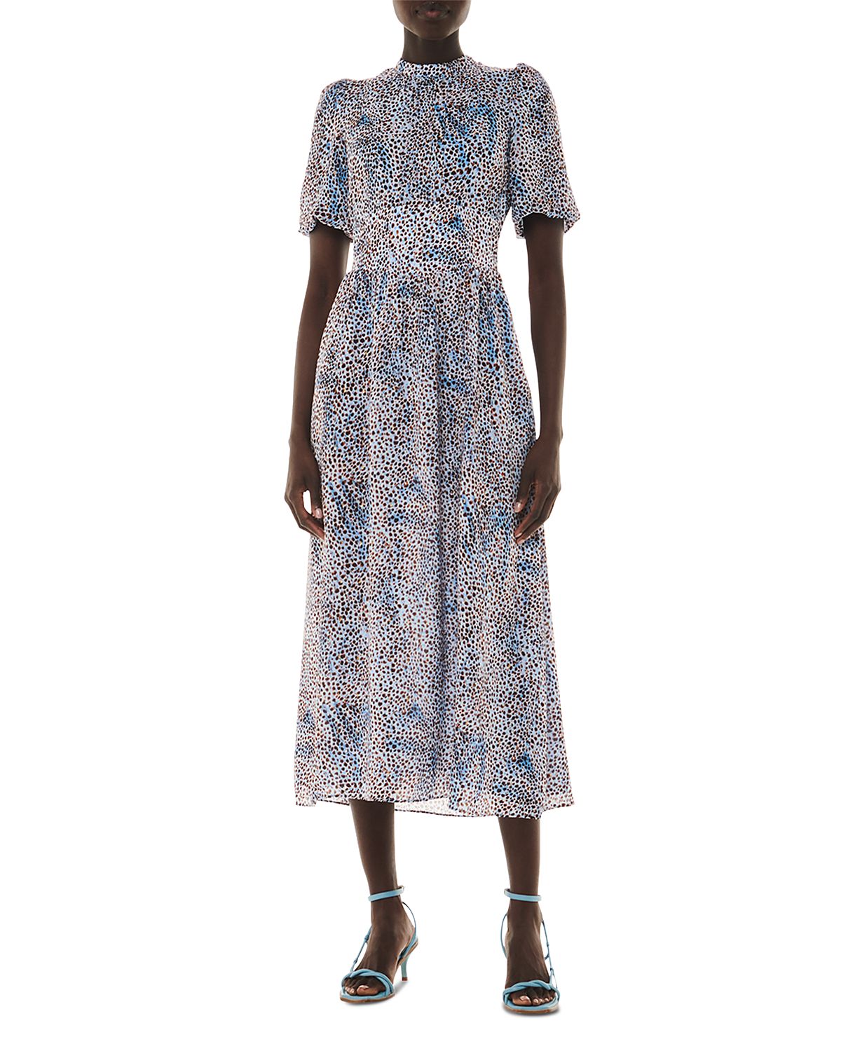 Whistles Blair Puff Sleeve Midi Dress