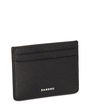 Sandro Saffiano Leather Card Case In Black