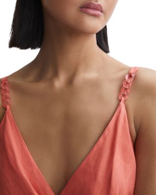 REISS REISS Esme Linen Side Tie Midi Dress | Bloomingdale's Women