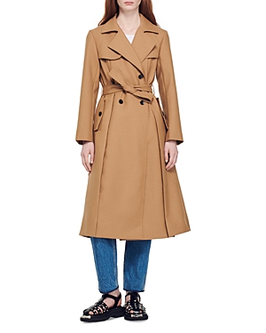 Shop Sandro Corentin Double Breasted Coat In Camel