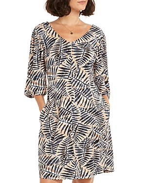 Nic + Zoe Petite Flowing Ferns Printed T-shirt Dress In Neutral Multi