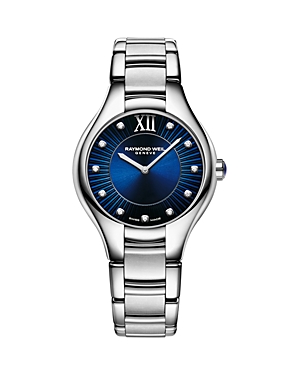 Shop Raymond Weil Noemia Diamond Dial Watch, 32mm In Blue/silver