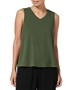 Eileen Fisher V-neck Jersey Tank In Seaweed