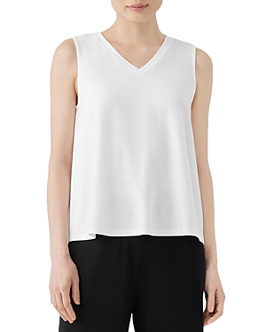 Eileen Fisher V-neck Stretch Jersey Tank In White