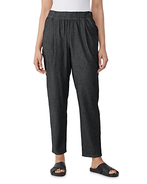 Shop Eileen Fisher Twill Tapered Ankle Pants In Black