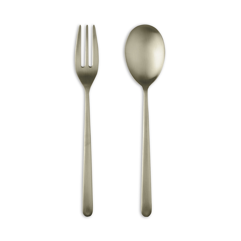 Mepra 2 Piece Brushed Gold Serving Set In Silver