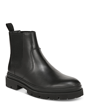 Shop Vince Men's Reggio Pull On Lug Sole Chelsea Boots In Black Leather