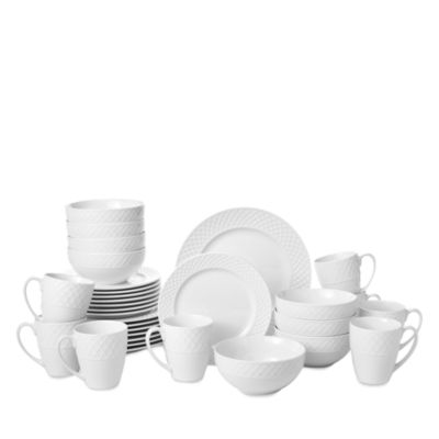 Trellis White 16-Piece Dinnerware Set