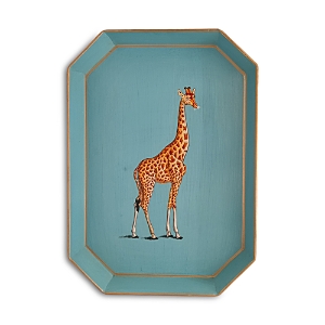 Les Ottomans Giraffe Iron Tray, 17 In Blue Giraffe