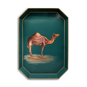 Les Ottomans Giraffe Iron Tray, 17 In Green Camel