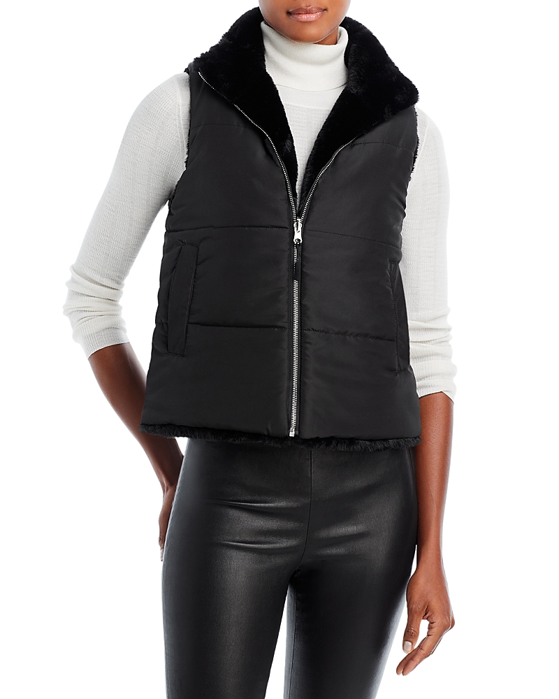 Echo Callum Reversible Faux Fur Zip Vest In Black