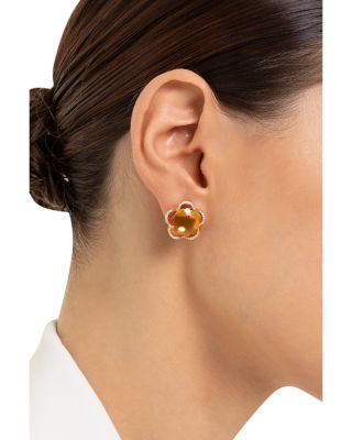 18K Rose Gold Bon Ton Citrine & Diamond Flower Stud Earrings
