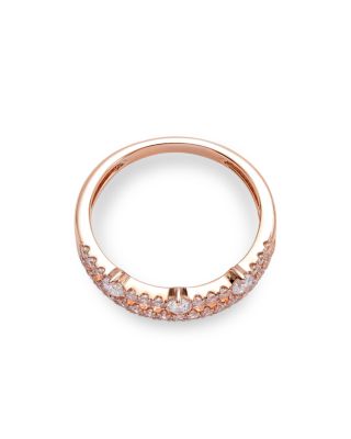 Diamond Double Row Ring in 14K Rose Gold, 0.48 tcw