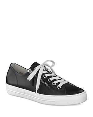 Paul Green Lacy Zip Leather Sneaker In Black Leather