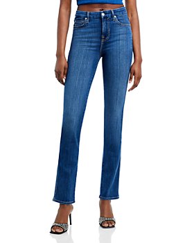 7 For All Mankind - Slim Illusion Kimmie Mid Rise Straight Jeans in Luxe Love Story