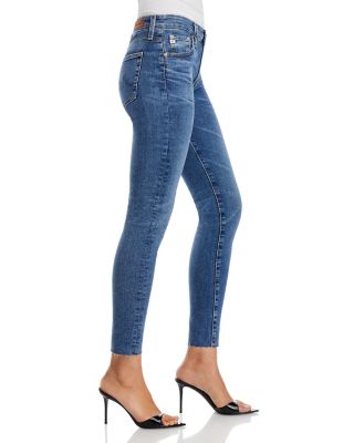 Farrah Mid Rise Raw Hem Ankle Skinny Jeans in 12 Years Fluid