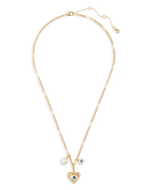 kate spade new york Cubic Zirconia, Imitation Pearl & Mother of Pearl Evil Eye Cluster Pendant Neckl