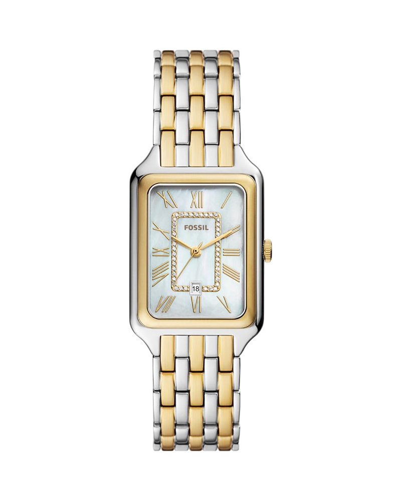 Fossil Women's Raquel Three-hand Date Two-tone Stainless Steel Watch, 26mm In White/two-tone