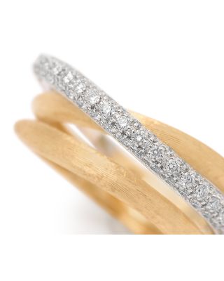 18K Yellow &amp; White Gold Jaipur Link Alta Diamond Three Strand Ring