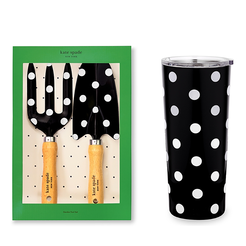 Shop Kate Spade New York Picture Dot Garden Trident, Trowel And Tumbler In Black