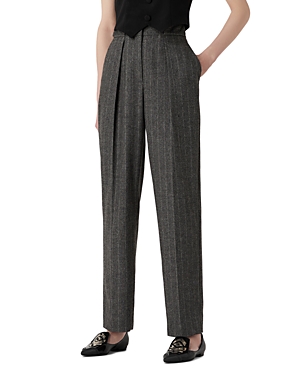 Armani Collezioni Pleated Pinstripe Trousers In Solid Dark