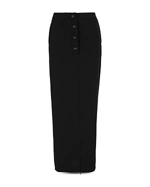 Armani Collezioni Stretch Wool Pencil Skirt In Solid Black