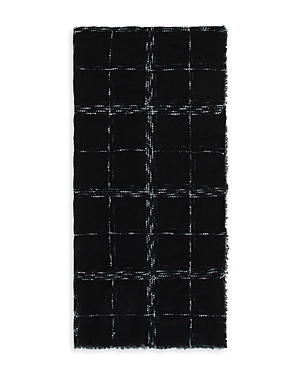 Emporio Armani Wool Blend Sequin Embellished Check Scarf In Black