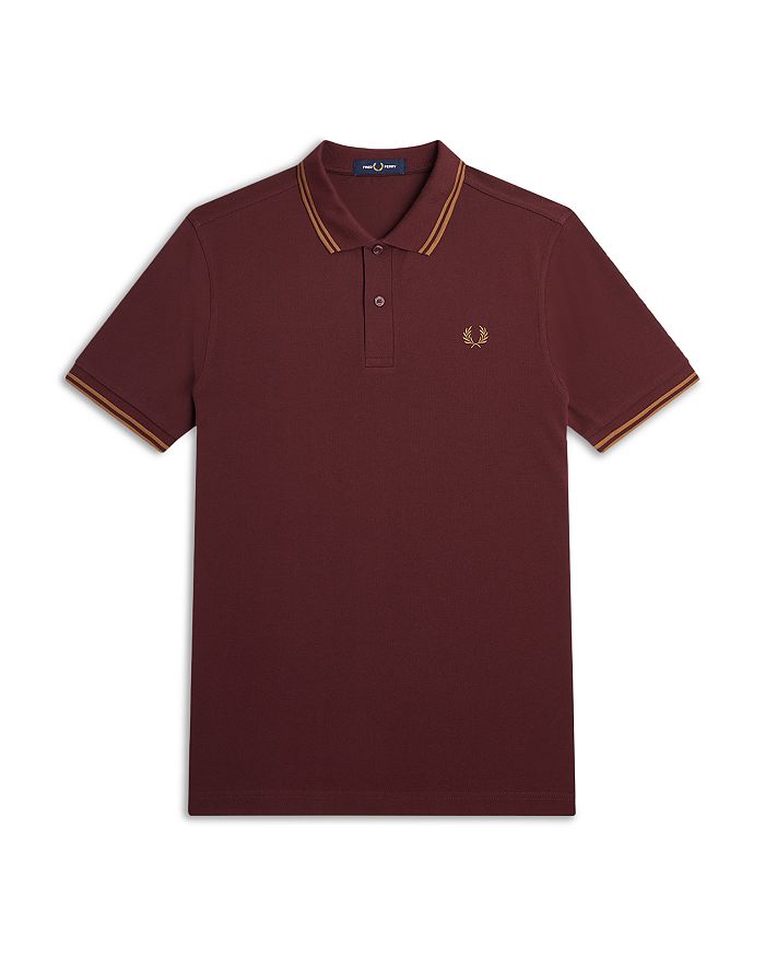 Shop Fred Perry Twin Tipped Slim Fit Polo In Oxblood
