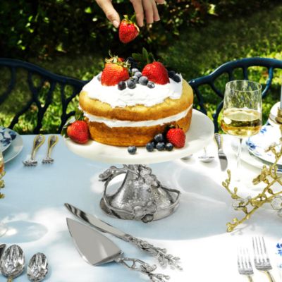 White Orchid Wedding Cake Knife & Server Set