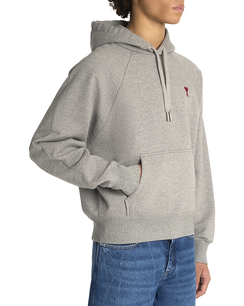 Ami Alexandre Mattiussi Ami De Caur-embroidered Cotton Hooded Sweatshirt In Grey