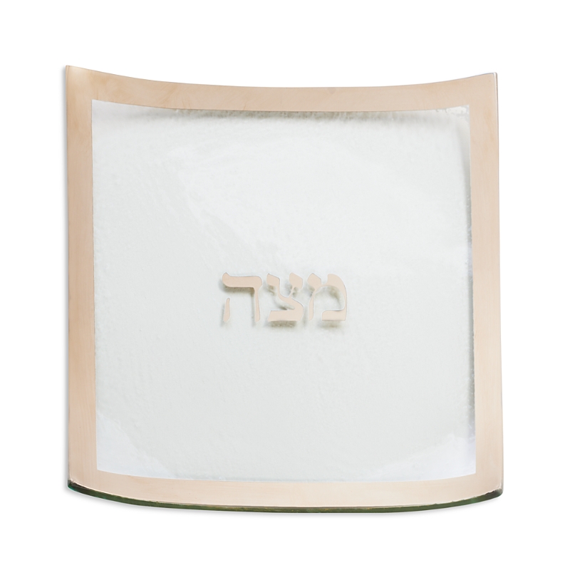 Annieglass Judaica Square Matzo Plate, 10 In Platinum