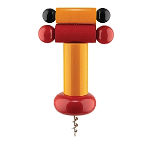 Alessi Beechwood Corkscrew In Yellow/red