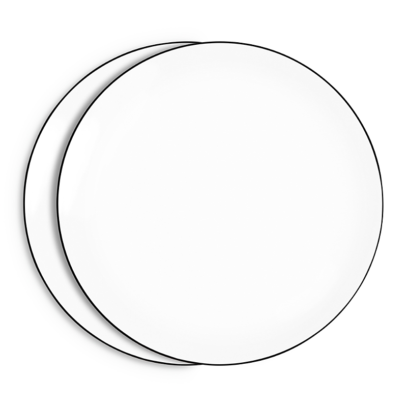 Richard Brendon Coupe Bread And Butter Plate, Set Of 2 In Black/white