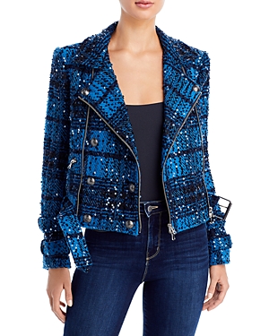 Shop L Agence L'agence Billie Belted Jacket In Cobalt Multi