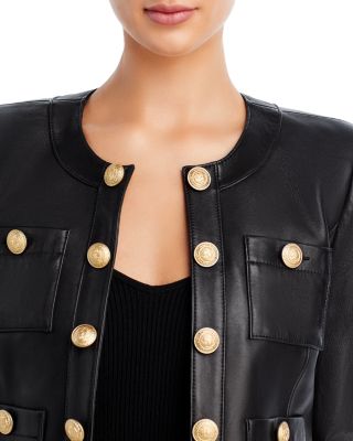 Jayde Leather Open Front Jacket