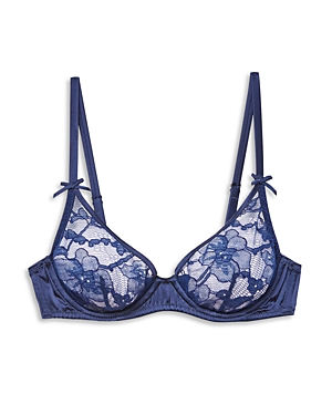 Shop Fleur Du Mal Magnolia Lace Demi Bra In Nighttime