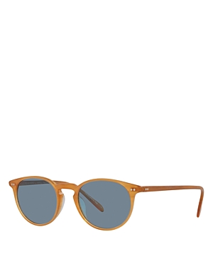 Shop Oliver Peoples Riley Round Sunglasses, 49mm In Orange/blue Solid