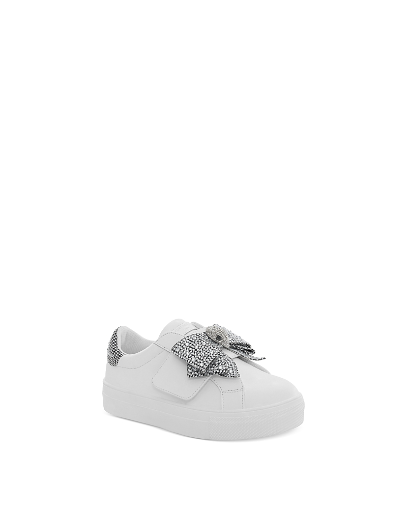 Kurt Geiger Mini Laney Crystal-embellished Bow Leather Trainers 6-7 Years In White