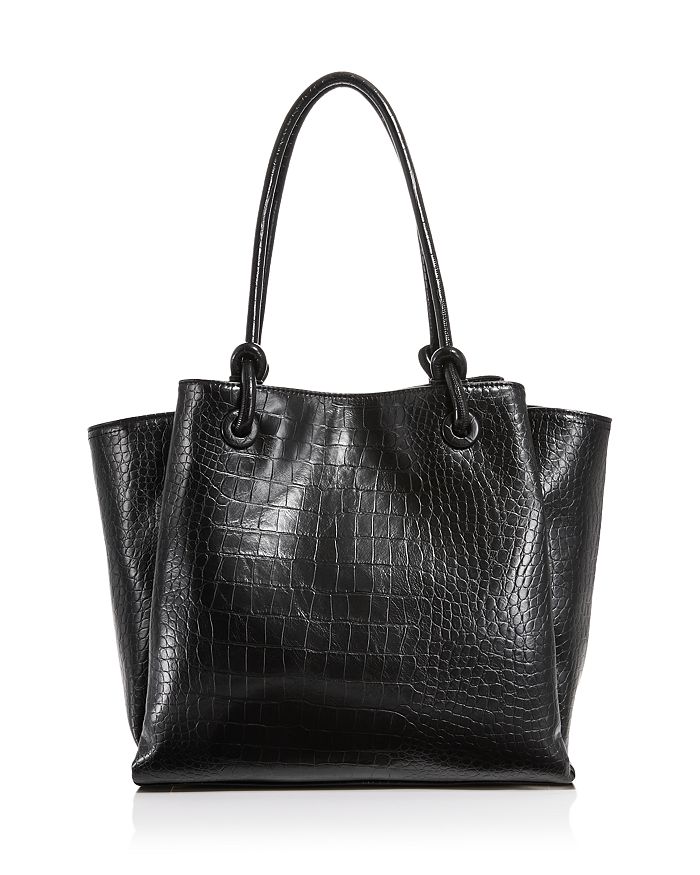 Black Toy mini croc-effect leather tote bag