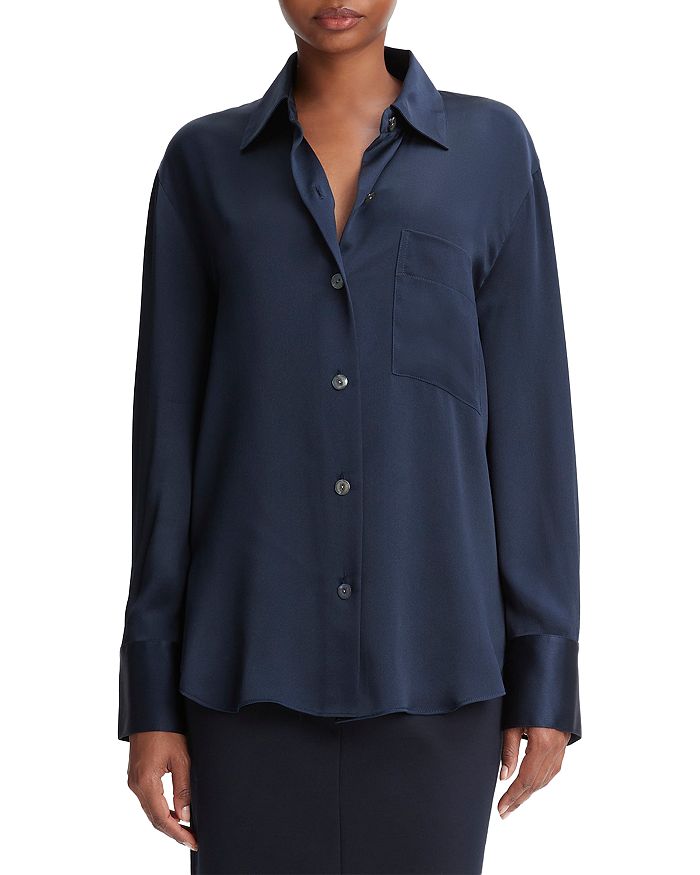 Vince Relaxed Fit Long Sleeve Silk Shirt | Bloomingdale's