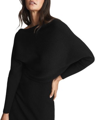 Lara Off-The-Shoulder Ribbed Midi Dress