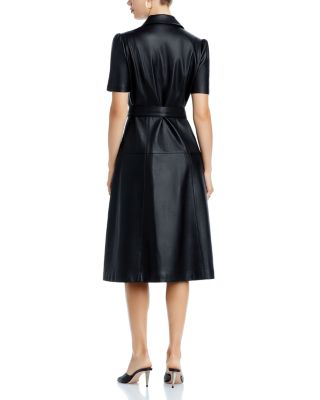 T Tahari Faux Leather Button Front Midi Dress | Bloomingdale's Women