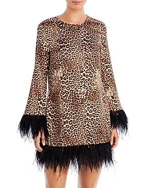 Likely Marullo Feather Long Sleeve Dress In Toffee Multi