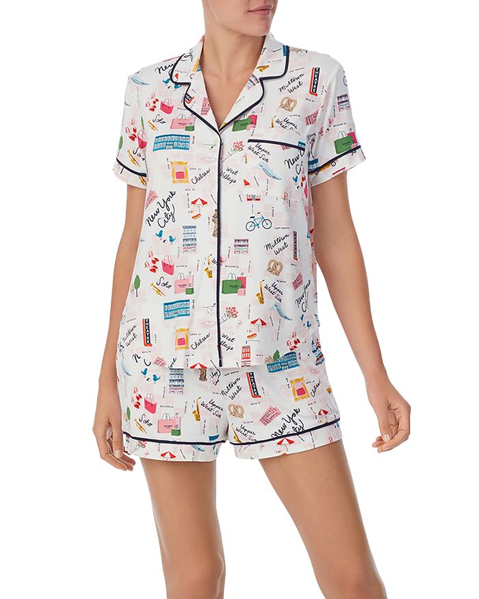 Kate Spade New York Short Pajama Set In White Summer Multi