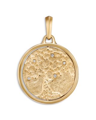 Men's Life & Death Duality Amulet in 18K Yellow Gold with Diamonds, 30mm