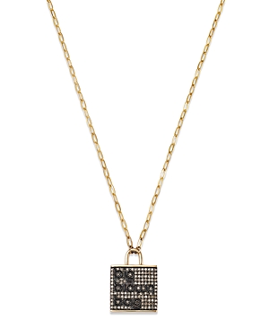 Bloomingdale's Champagne Diamond Big Brown Bag Pendant Necklace In 14k Yellow Gold, 0.33 Ct. T.w. In Brown/gold