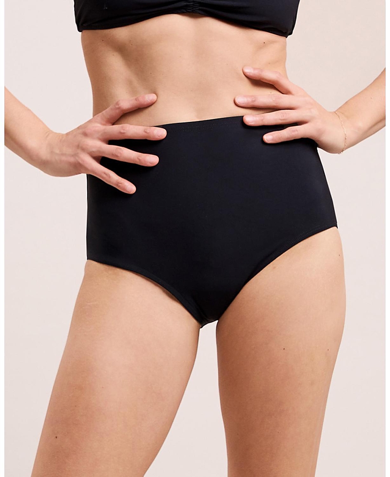 Moloco Nina Solid High Waist Bikini Bottom In Black