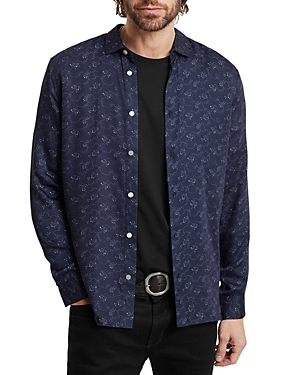 John Varvatos Ross Satin Button-up Shirt In Twilight Blue