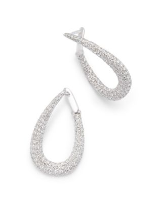 Bloomingdale's Fine Collection - Diamond Pav&eacute; Pear Spiral Hoop Earrings in 14K White Gold, 1.75 ct. t.w.